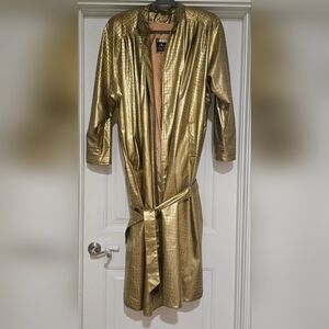 VINTAGE 80s Paris Custom Tailor Gold Trench Coat
